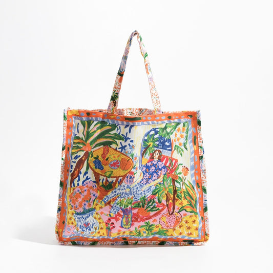 The Stylish and Spacious Printed Canvas Shopper Bag