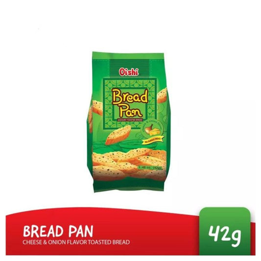 Oishi Bread Pan Savoury Toasted Bread Cheese and Onion Flavor Snacks 42g