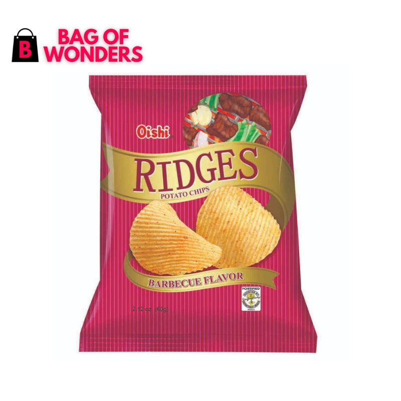 Oishi Ridges Potato Chips Barbecue Flavor Snacks 60g