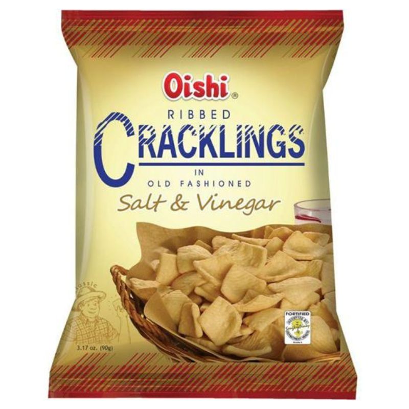 Oishi Ribbed Cracklings Salt and Vinegar Flavor Snacks 90g